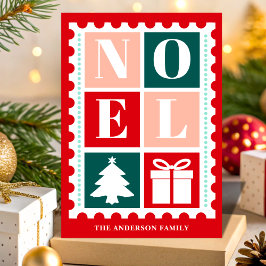 Retro Noel Christmas Postage Stamp Feiertagskarte