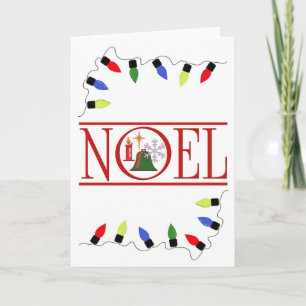 retro NOEL Lichterkette Feiertagskarte