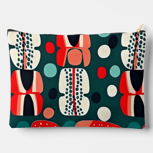 Retro Nordic Muster auf Deep Green Accessory Bag Zubehörtasche (Rückseite)