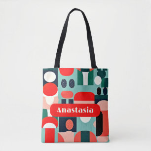 Retro Nordic Pattern auf Aqua Green Tasche