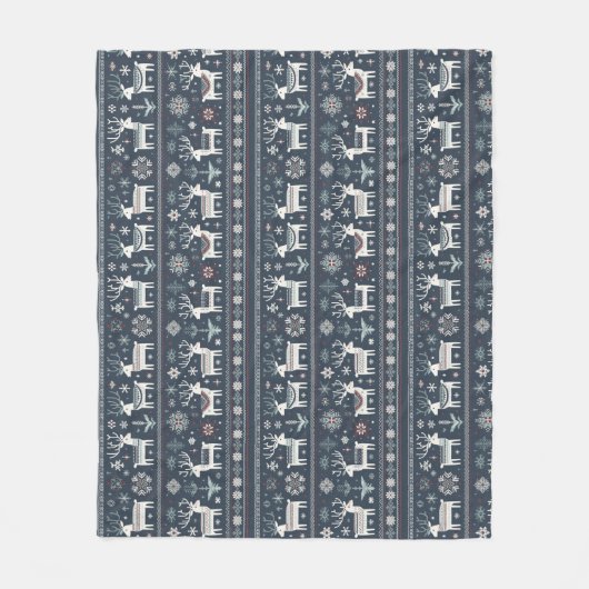 Retro Nordic Rentier Muster Fleecedecke (Vorderseite)