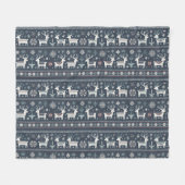 Retro Nordic Rentier Muster Fleecedecke (Vorderseite (Horizontal))