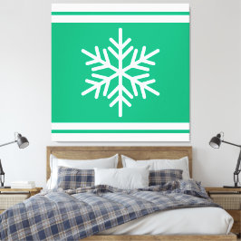 Retro Nordic Snowflake Blaue weiße Streifen Leinwanddruck
