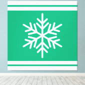 Retro Nordic Snowflake Blaue weiße Streifen Leinwanddruck (Insitu (Holzboden))