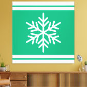 Retro Nordic Snowflake Blaue weiße Streifen Leinwanddruck (Insitu (Wohnzimmer))
