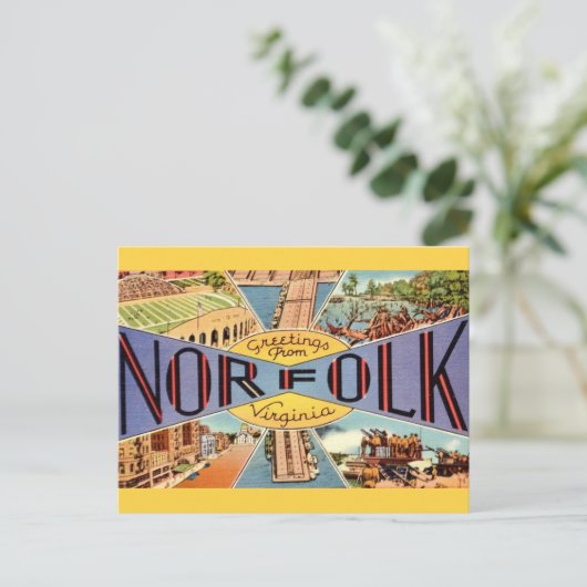 Retro Norfolk VA Postkarte (Stehend Vorderseite)