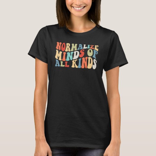 Retro Normalize Minds of All Kinds Autism Awarenes T-Shirt (Vorderseite)