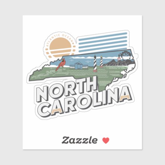 Retro North Carolina Staat Car Sticker (Blatt)