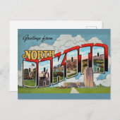Retro North Dakota Postkarte (Vorne/Hinten)