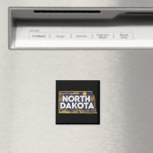 Retro North Dakota Silhouette Magnet (In Situ (Geschirrspüler))