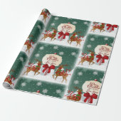 Retro North Pole Rentier Weihnachtskunst oder Geschenkpapier (Ungerollt)