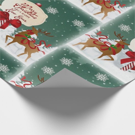 Retro North Pole Rentier Weihnachtskunst oder Geschenkpapier (Ecke)