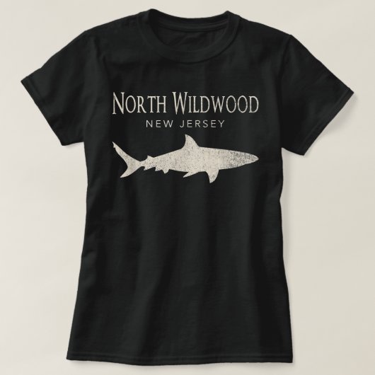 Retro North Wildwood NJ Shark T-Shirt (Design vorne)