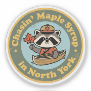 Retro North York Raccoon Canoe Aufkleber
