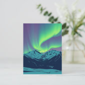 Retro Northern Lights Aurora Borealis Mountain Postkarte (Stehend Vorderseite)