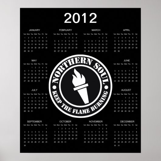 Retro Northern Soul 2012 Kalender Poster (Vorne)