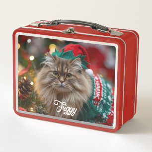 Retro Norwegische Waldkatze Weihnachten Personalis Metall Brotdose