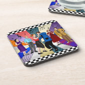 Retro Nostalgic Couple Dancing der 50er Jahre Getränkeuntersetzer (Linke Seite)