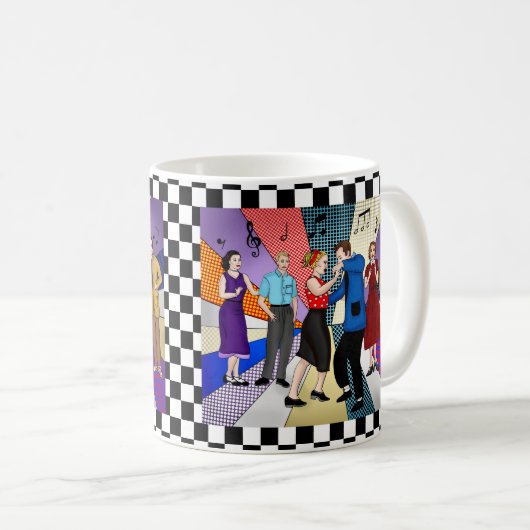 Retro Nostalgic Couple Dancing der 50er Jahre Kaffeetasse (VorderseiteRechts)