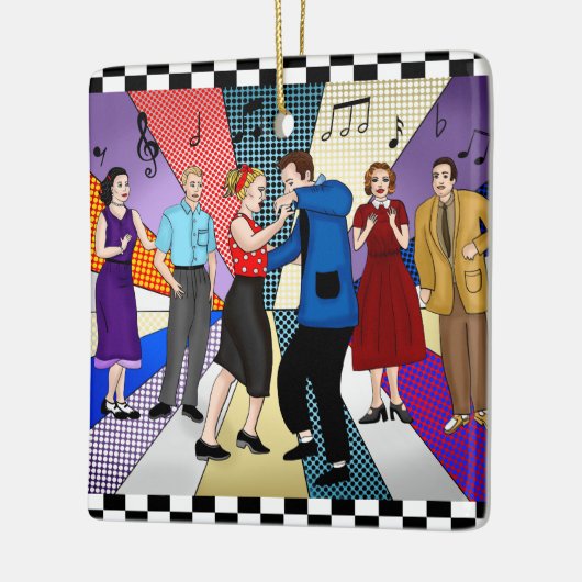 Retro Nostalgic Couple Dancing Weihnachten der 195 Keramikornament (Links)