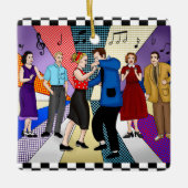 Retro Nostalgic Couple Dancing Weihnachten der 195 Keramikornament (Vorderseite)
