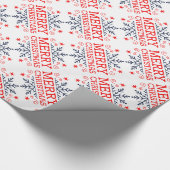 Retro Nostalgic Frohe Weihnachtsschneeflocken Skri Geschenkpapier (Ecke)