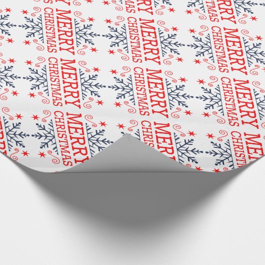 Retro Nostalgic Frohe Weihnachtsschneeflocken Skri Geschenkpapier (Ecke)