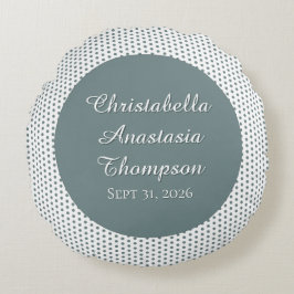 Retro Nostalgic Green Polka Dot Birth Stats Rundes Kissen