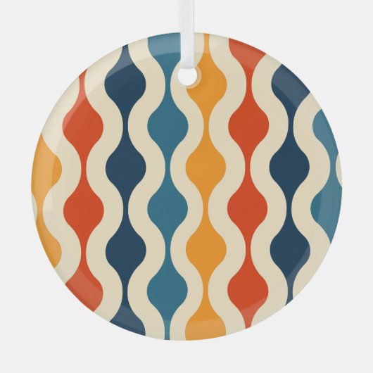 Retro nostalgisch, farbenfroh, nahtlos Hintergrund Ornament Aus Glas (Vorderseite)