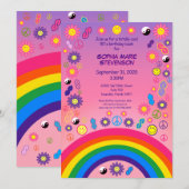 Retro Nostalgisch Pink zum Geburtstag Einladung (Vorne/Hinten)