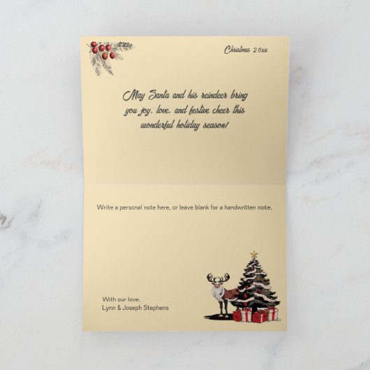 Retro Nostalgische Weihnachtskarte Dankeskarte (Innenseite)