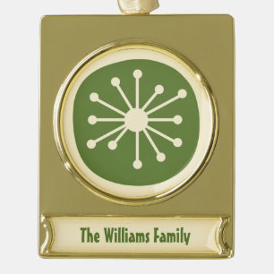 Retro Nostalgischer 50er Mitte des Atomzeitalters  Banner-Ornament Gold