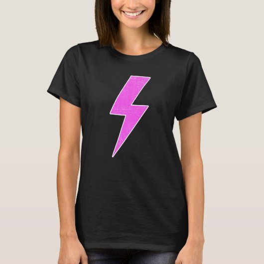 Retro Not Front & Back PINK & WHITE Lightni T-Shirt (Vorderseite)