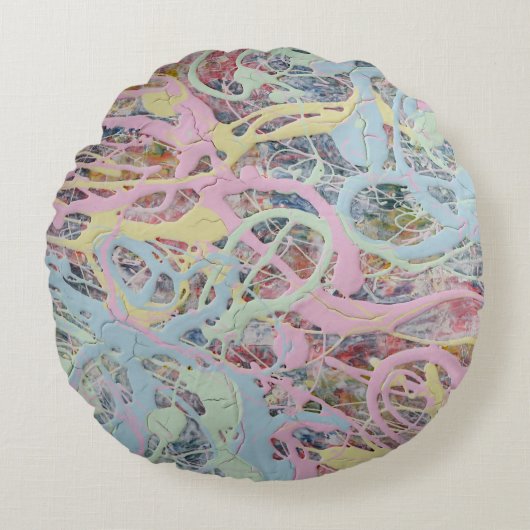 Retro Nouveau Art Deko inspiriert Pastellfarben ab Rundes Kissen (Vorderseite)