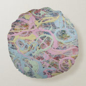 Retro Nouveau Art Deko inspiriert Pastellfarben ab Rundes Kissen (Rückseite)