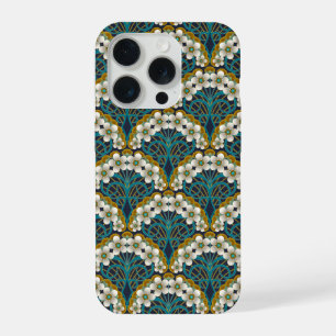 Retro Nouveau - Natürliche Kurven und zeitlose Blü iPhone 15 Pro Hülle