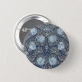 Retro Nouveau Tulips in blue and pewter Button (Vorne & Hinten)