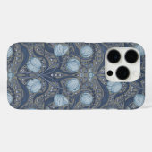 Retro Nouveau Tulips in blue and pewter Case-Mate iPhone Hülle (Rückseite (Horizontal))