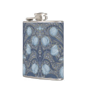 Retro Nouveau Tulips in blue and pewter Flachmann (Links)