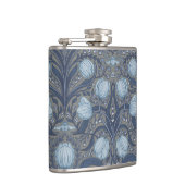 Retro Nouveau Tulips in blue and pewter Flachmann (Rechts)