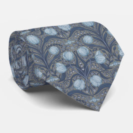Retro Nouveau Tulips in blue and pewter Krawatte