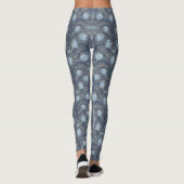 Retro Nouveau Tulips in blue and pewter Leggings (Rückseite)