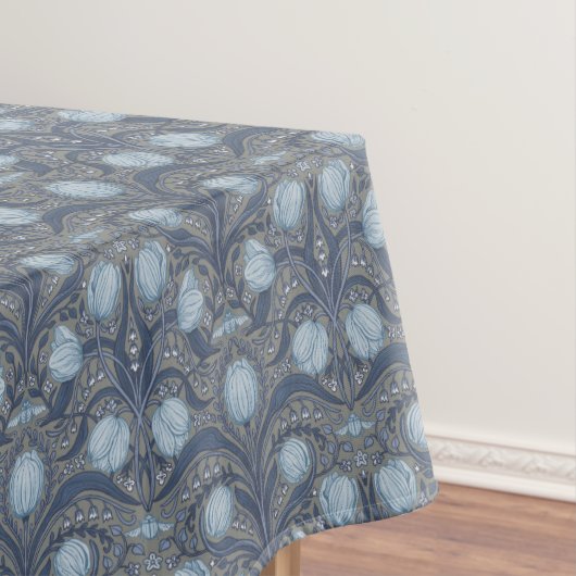 Retro Nouveau Tulips in blue and pewter Tischdecke (Beispiel)