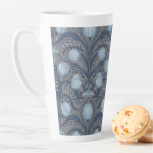 Retro Nouveau Tulpen in Blau und Zinn Milchtasse