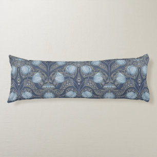 Retro Nouveau Tulpen in Blau und Zinn Seitenschläferkissen