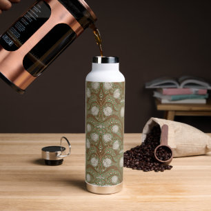 Retro Nouveau Tulpen in Salbei und Braun Trinkflasche