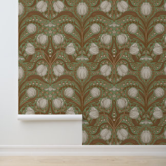 Retro Nouveau Tulpen in Salbei und Tapete