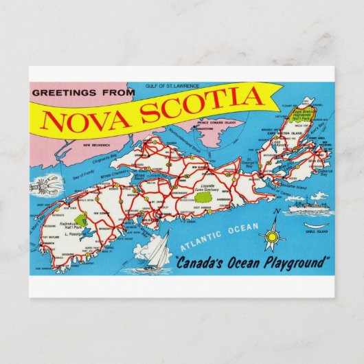 Retro Nova Scotia Postcard Postkarte (Vorderseite)