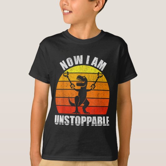 Retro Now I Am Unstoppable Shirt Funny T-rex Vinta (Vorderseite)