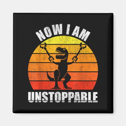 Retro Now I Am Unstoppable Shirt Funny T-rex Vinta Magnet (Vorne)